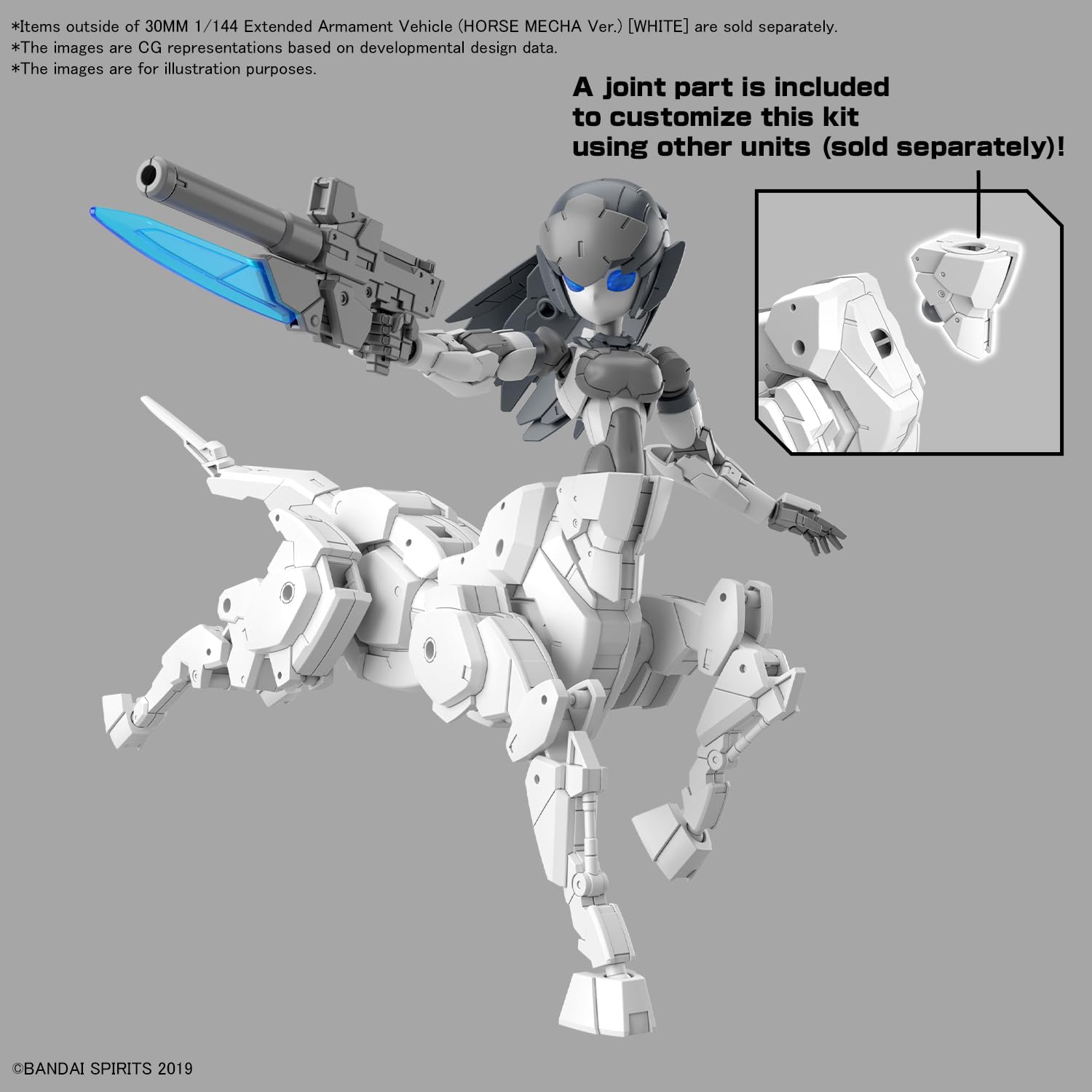 Bandai 30MM EV017 1/144 Exa Vehicle (Horse Mecha Ver.) White - BanzaiHobby