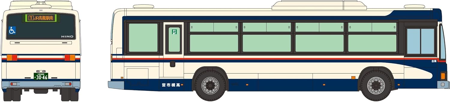 TOMYTEC The Bus Collection Takatsuki City Transportation Department Hino Blue Ribbon II Reproduction Retro Color Bus - BanzaiHobby