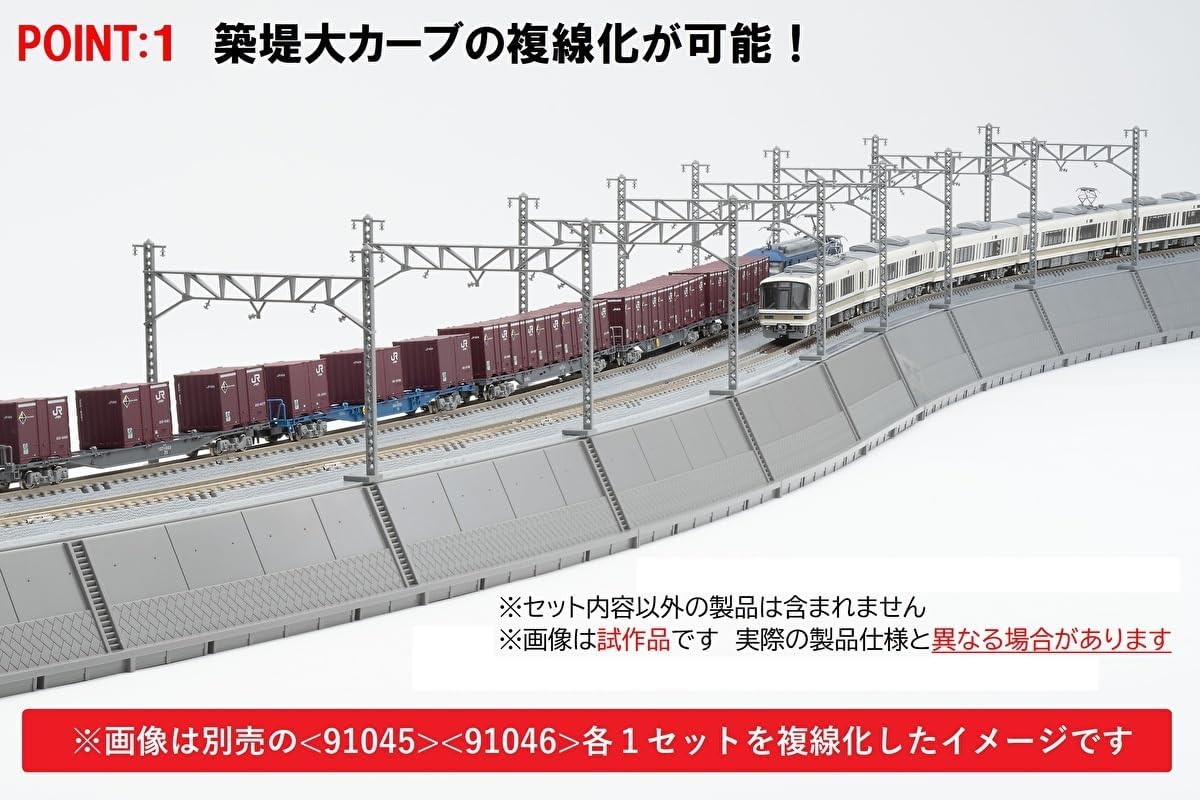 TOMIX 91047 N Gauge Embankment Large Curve Rail Double Track Set - BanzaiHobby