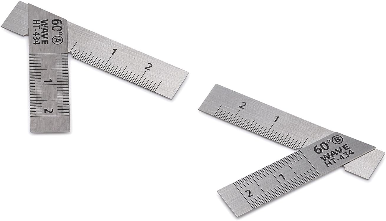 Wave HT434 HG Stainless Steel T-Ruler (Short Type) 2pcs 60 Degrees - BanzaiHobby