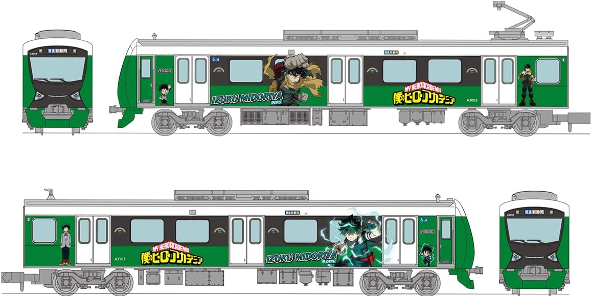 TOMYTEC Railway Collection Shizuoka Railway Type A3000 My Hero Academia Izuku Midoriya 2-Car Set - BanzaiHobby