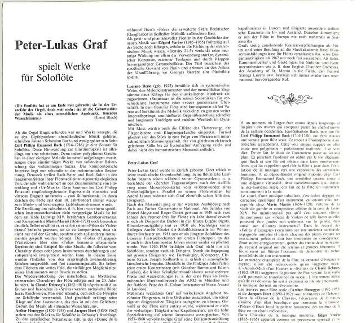 Claves (import, Switzerland) Peter Lucas Graf "Flute Solo" P-235