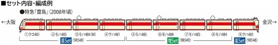 TOMIX 98548 N Gauge JR 485 Series Kyoto General Driving Center Raicho Kuro 481-2000 Basic Set 98548 Railway Model Train - BanzaiHobby