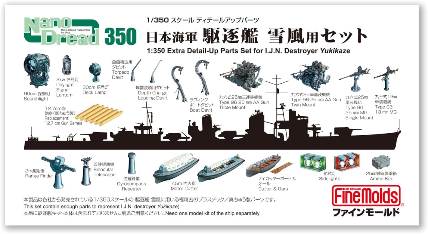Fine Molds 31901 1/350 Nano Dread Extra Detail-Up Parts Set for IJN Destroyer Yukikaze - BanzaiHobby
