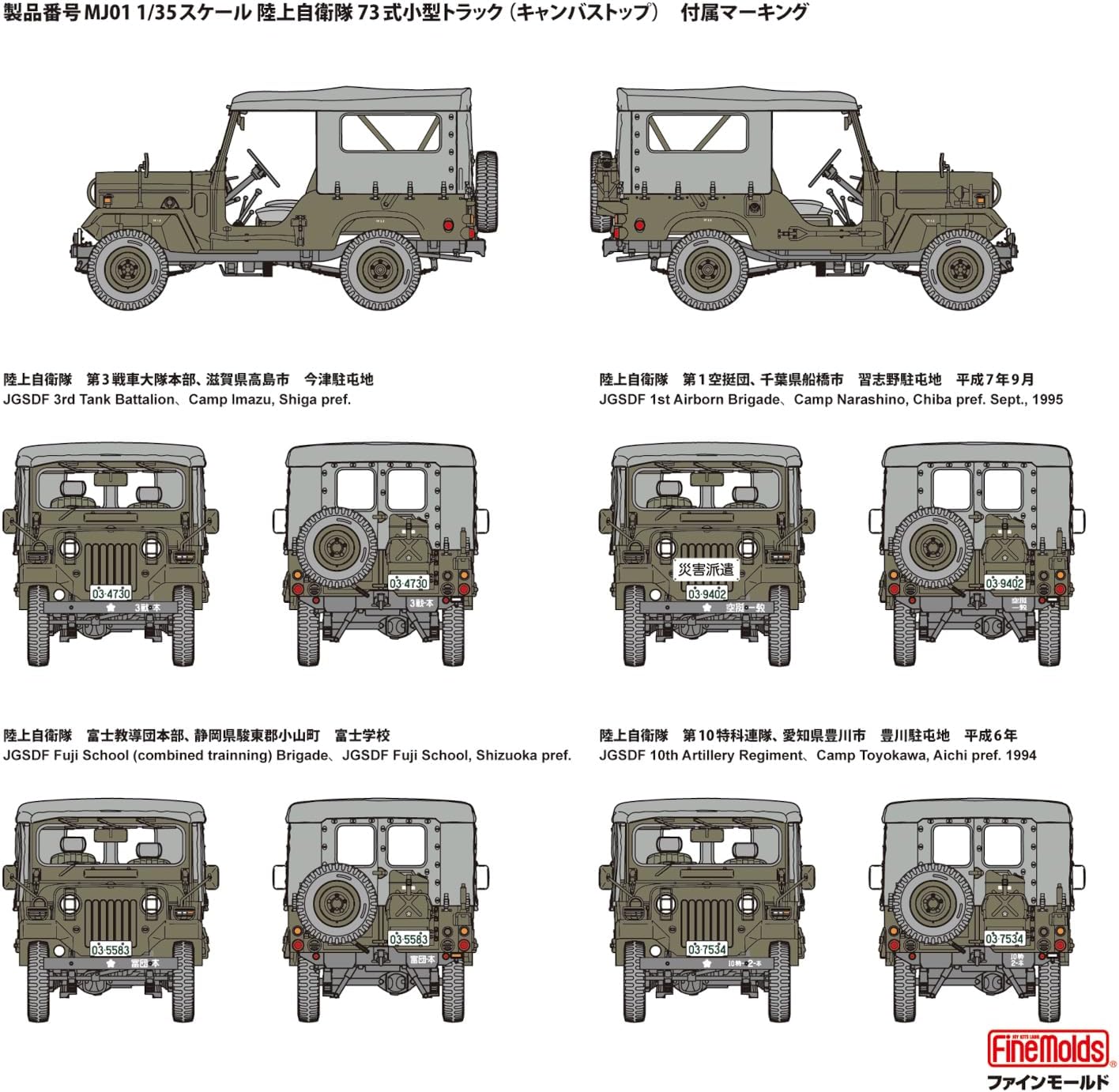 Fine Molds MJ01 1/35 Japan Ground Self-Defense Force Type 73 Light Truck (Canvas Top) - BanzaiHobby