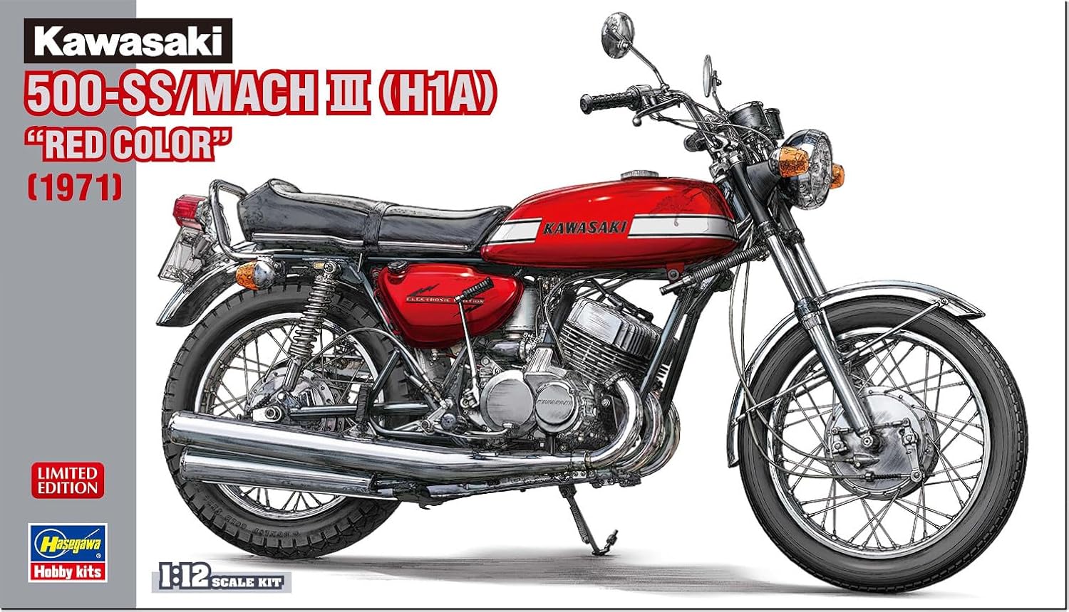 Hasegawa 21775 1/12 Kawasaki 500-SS/MACH III (H1A) Red Color (1971) - BanzaiHobby