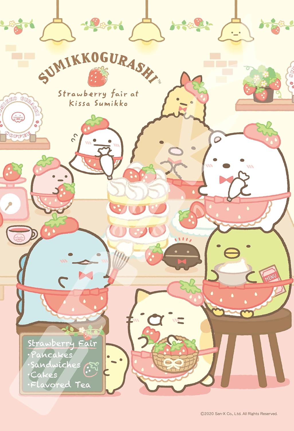 Ensky 300-1583 Strawberries at Cafe Sumikko - Sumikkogurashi (Puzzle, 300 Pieces, 26 x 38 cm) - BanzaiHobby