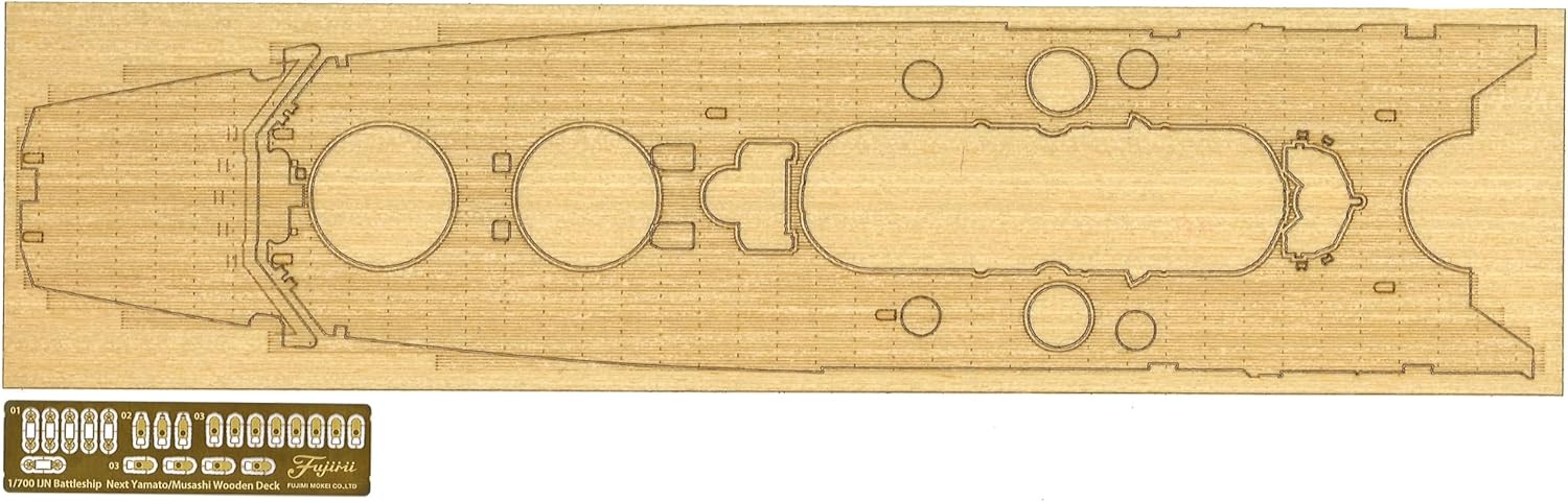Fujimi 1/700 Ship NEXT Series No. 12 EX-101 IJN Battleship Musashi (Before Renovation) Genuine Wooden Deck Sticker (with Ship Name Plate)