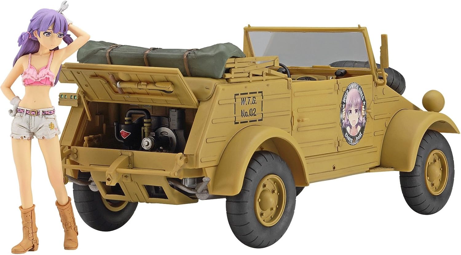 Hasegawa SP360 1/24 Wild Egg Girls No. 02 Pkw.K1 Kubelwagen Type 82 Claire Frost with Figure - BanzaiHobby