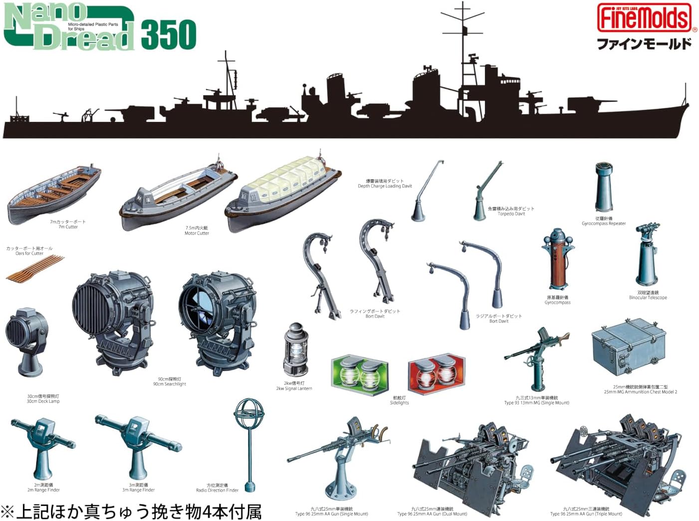 Fine Molds 31901 1/350 Nano Dread Extra Detail-Up Parts Set for IJN Destroyer Yukikaze - BanzaiHobby