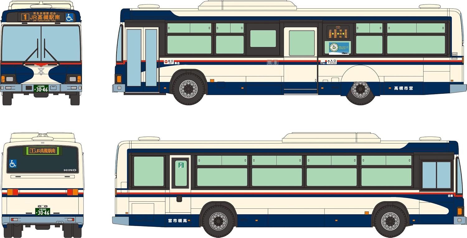 TOMYTEC The Bus Collection Takatsuki City Transportation Department Hino Blue Ribbon II Reproduction Retro Color Bus - BanzaiHobby