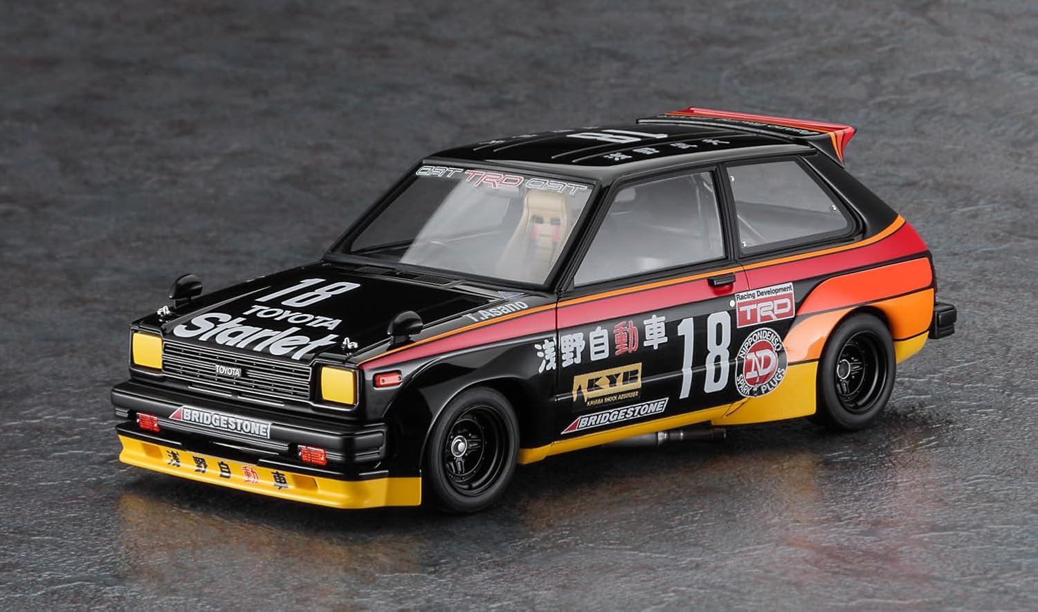 Hasegawa 20734 1/24 Asano Racing Service Starlet KP61 1982 Starlet Grand Cup Race Champion - BanzaiHobby