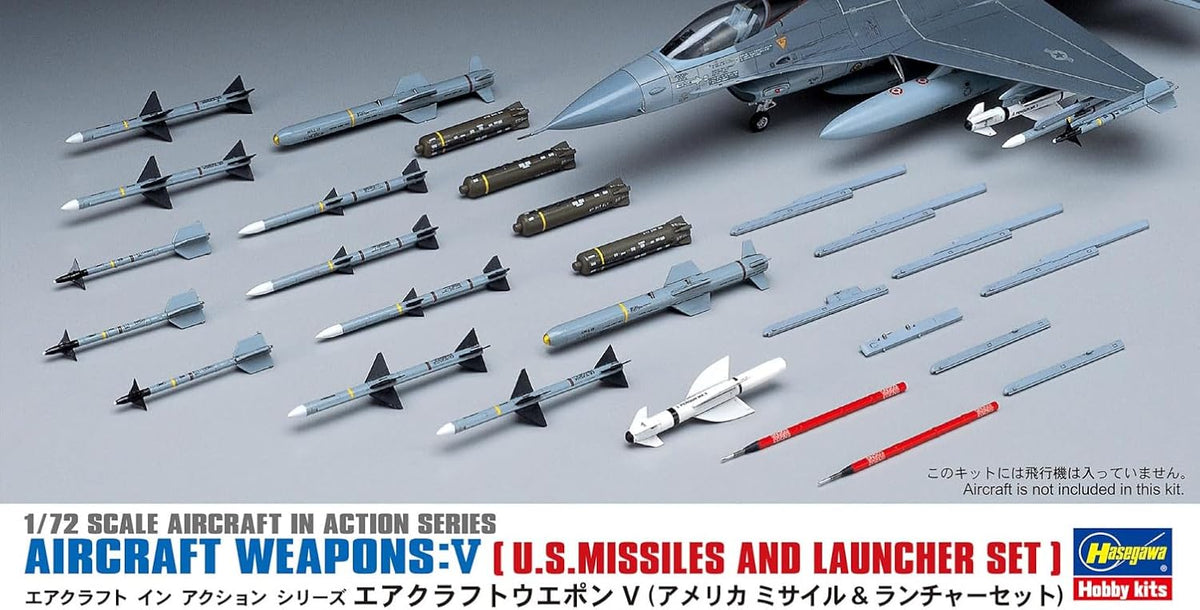 Hasegawa X72-09 1/72 Aircraft Weapon V US US Missiles and Launcher Set