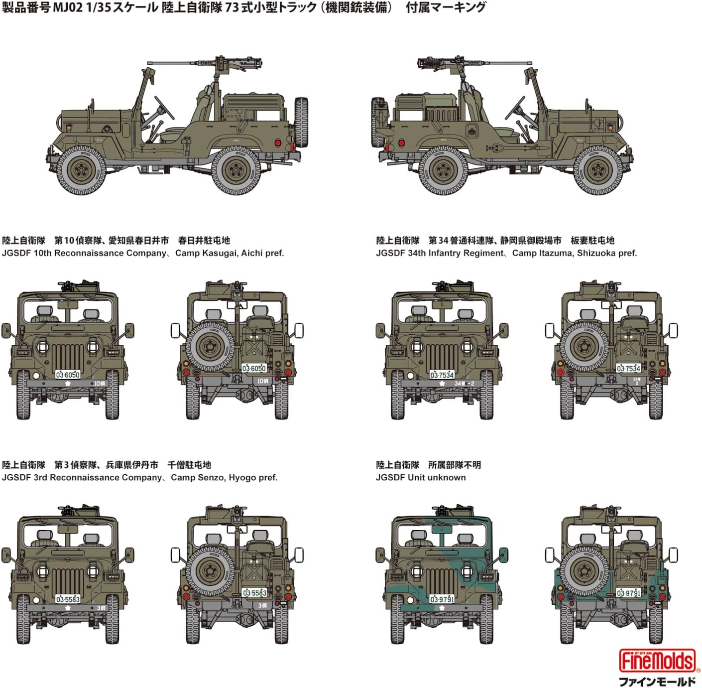 Fine Molds MJ02 1/35 Japan Ground Self-Defense Force Type 73 Light Truck (with Machine Gun) - BanzaiHobby