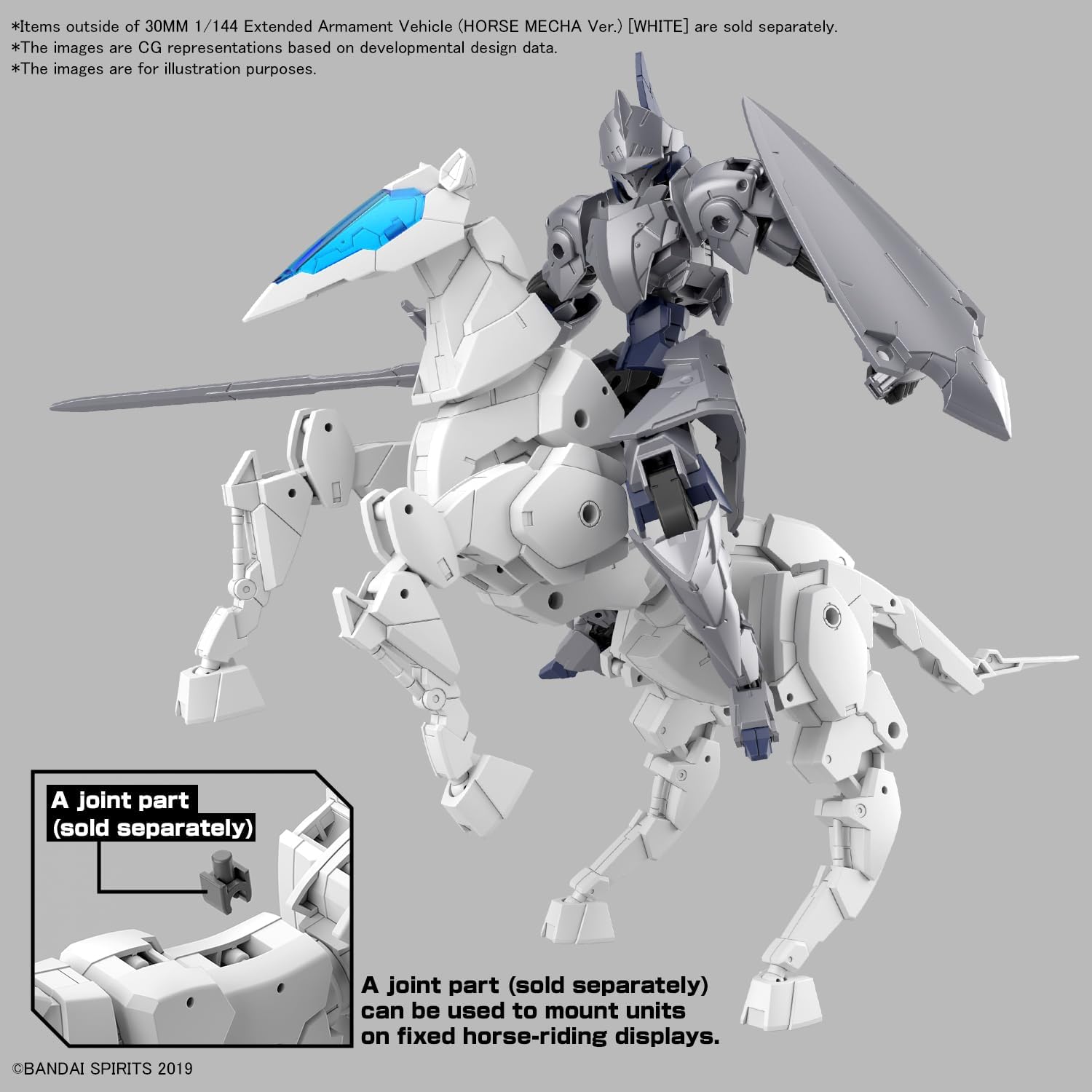 Bandai 30MM EV017 1/144 Exa Vehicle (Horse Mecha Ver.) White - BanzaiHobby