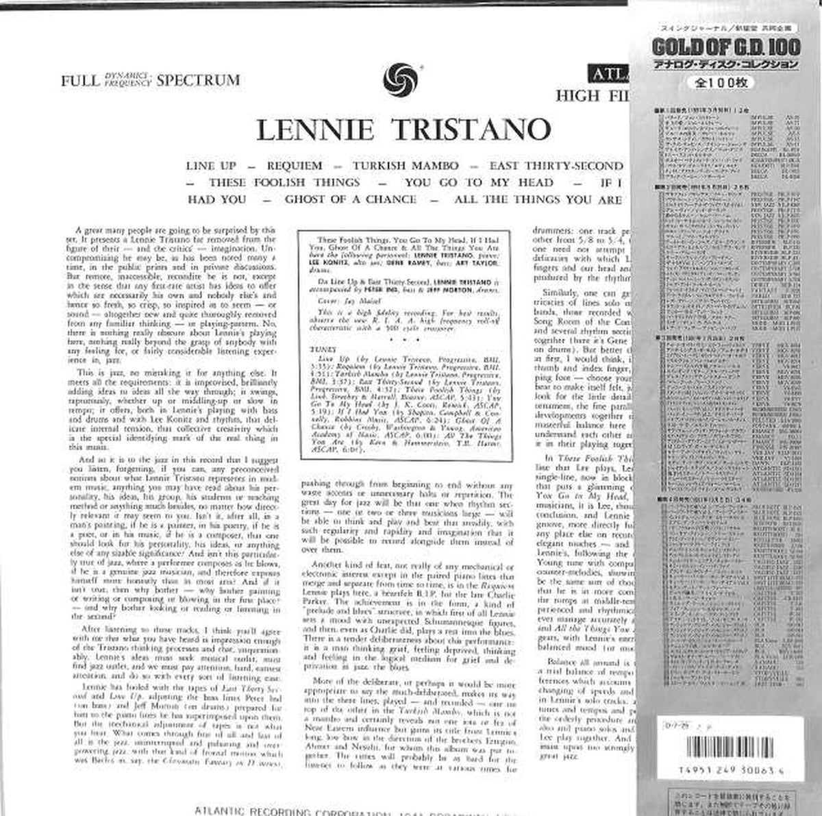 JPN ATLANTIC Lenny Tristano "The Genius Tristano" SGD-63