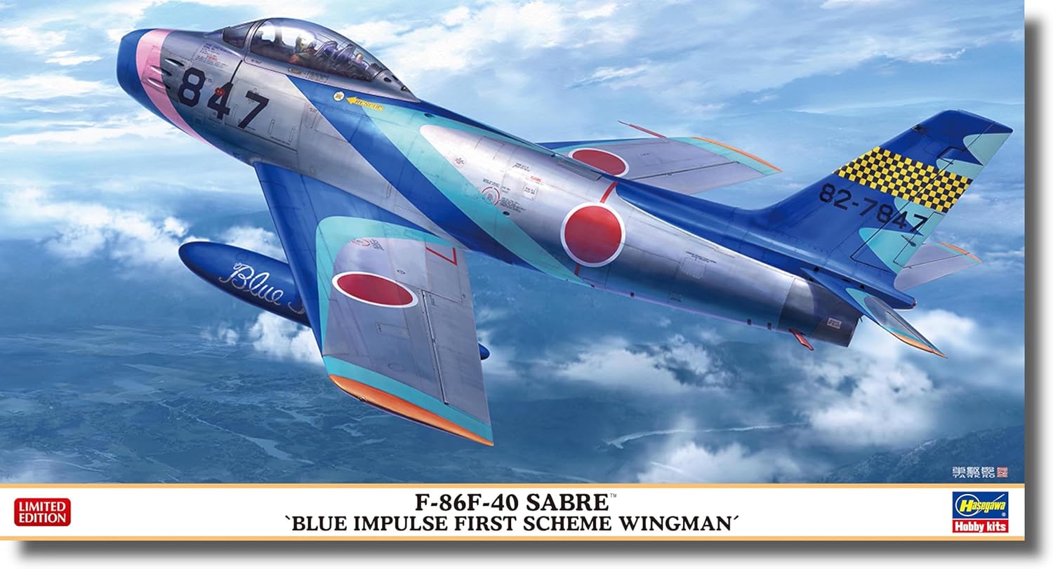 Hasegawa 07526 1/48 Air Self-Defense Force F-86F-40 Saber Blue Impulse 1st Generation Painted Wing Machine - BanzaiHobby