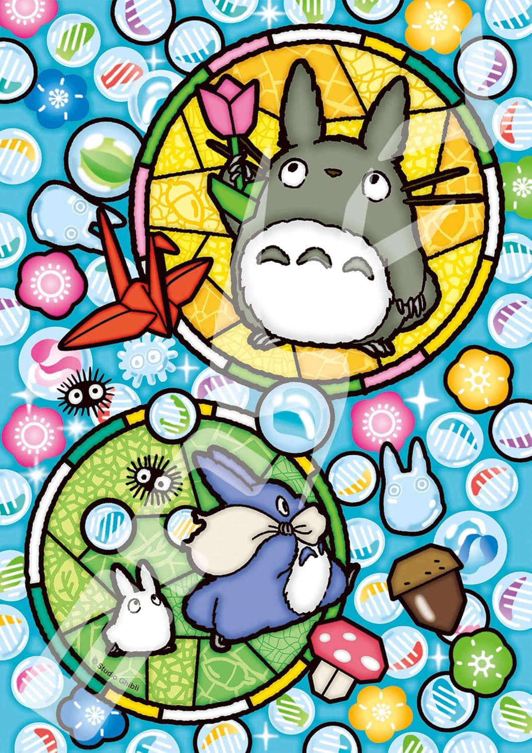 Ensky 208-AC55 My Neighbor Totoro Art Crystal Marbles Totoro - Ghibli (Puzzle, 208 Pieces, 18.2 x 25.7 cm) - BanzaiHobby