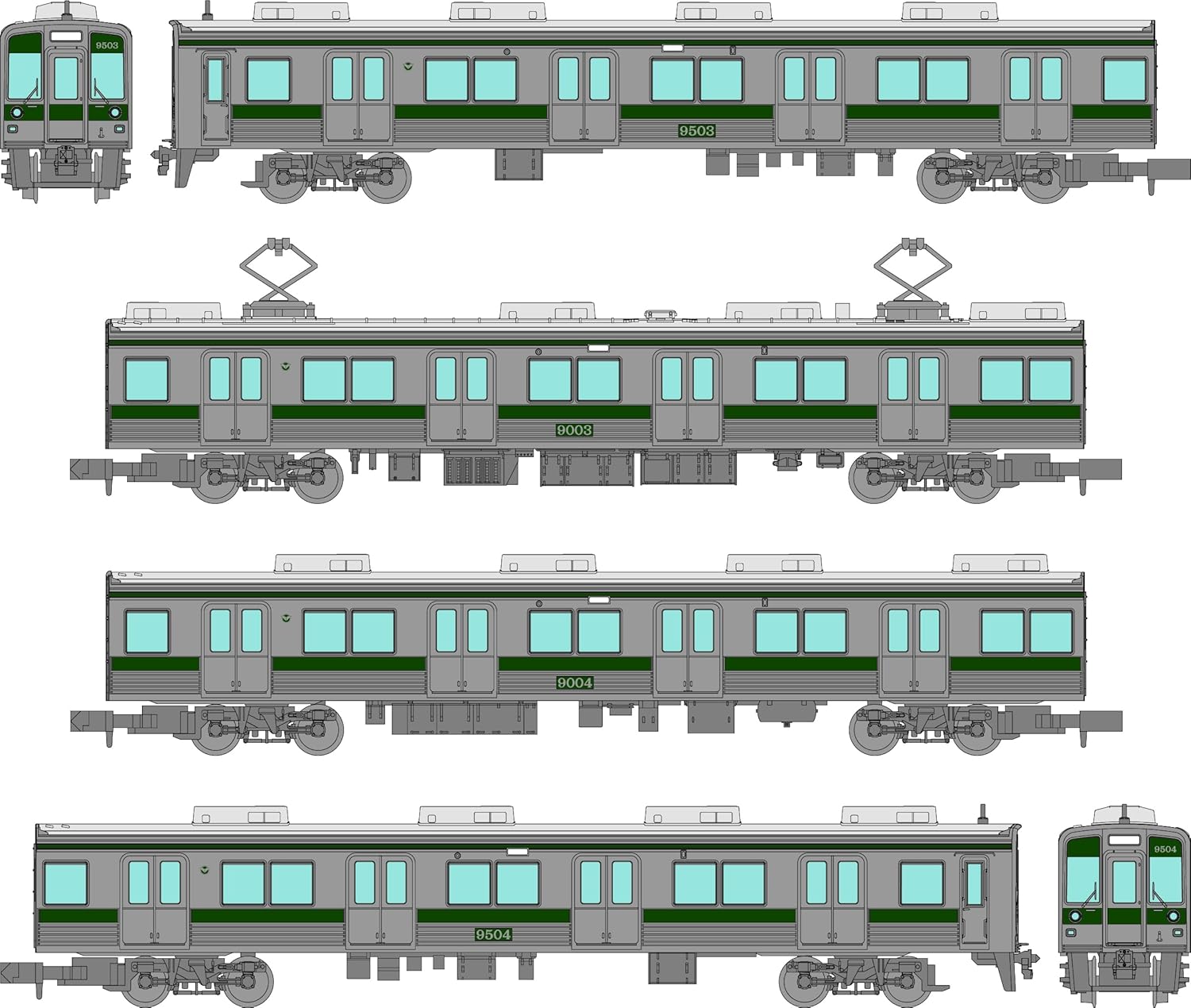 TOMYTEC The Railway Collection Nankai Electric Railway 9000 Series (Old Paint, Green Stripe) 4 Car Set B - BanzaiHobby