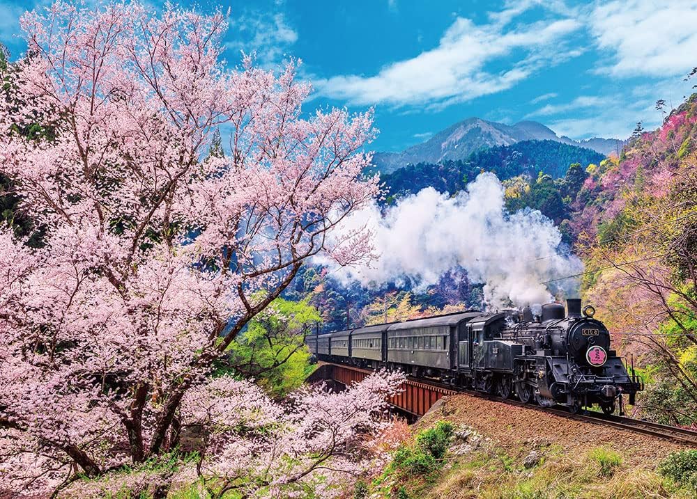 Beverly 600-006Oigawa Railway and cherry blossoms Puzzle - BanzaiHobby