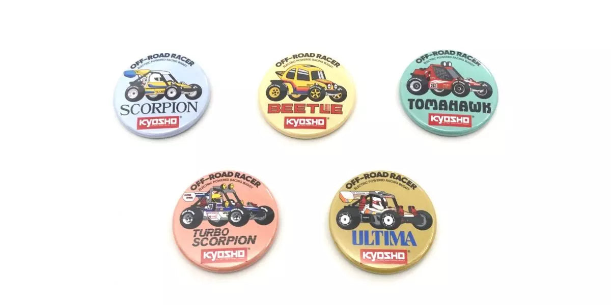 Kyosho 87525 Vintage Buggy Tin Badge Assortment (2WD Series) (5 Designs)