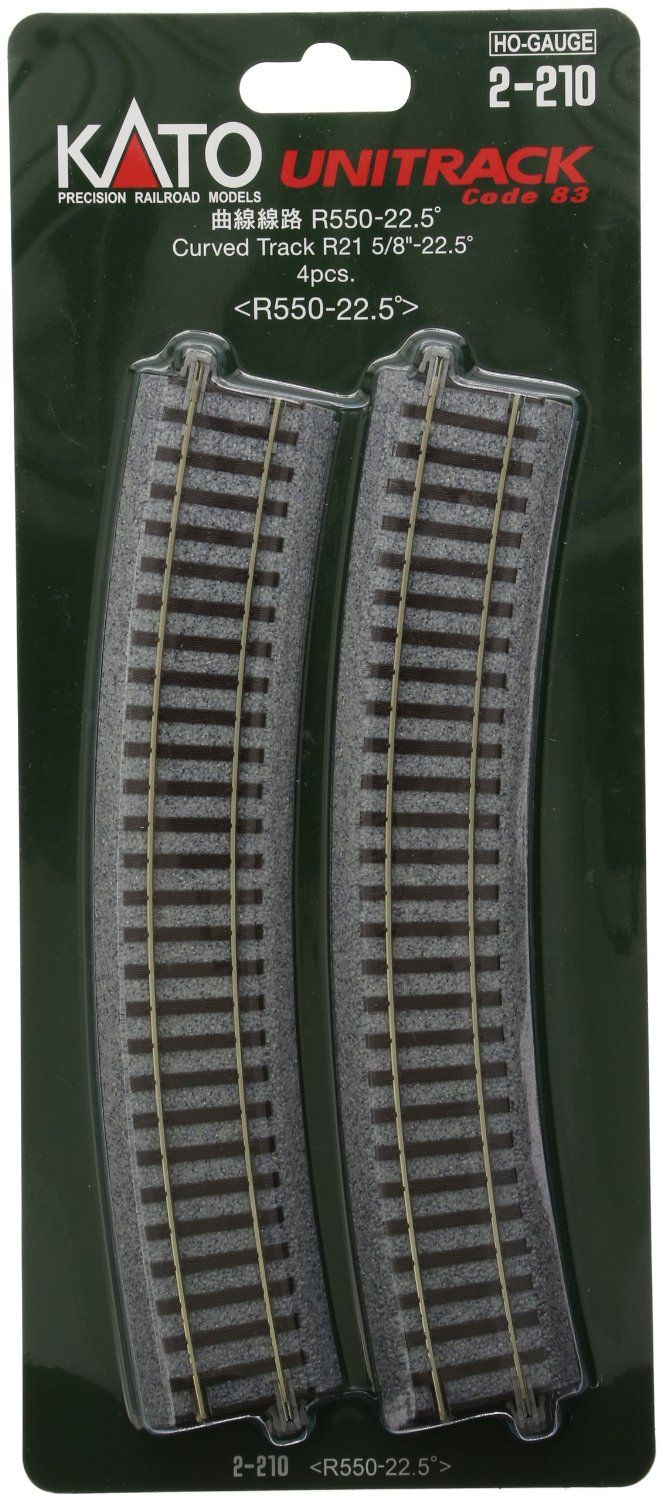 KATO 2-210 21-5/8" Radius Curve 22.5-Degree (4) - BanzaiHobby