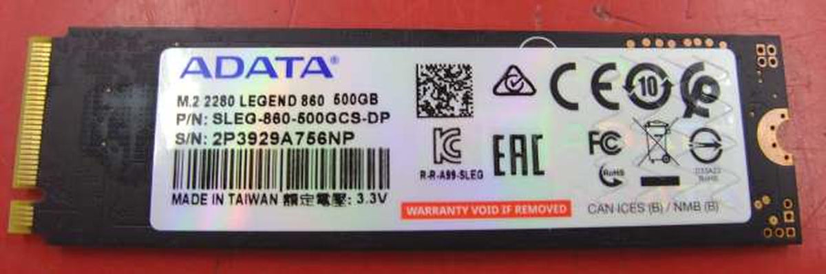 ADATA NVMe M.2 SSD LEGEND 860 SLEG-860-500GCS-DP - Banzai Thrifting | BanzaiHobby