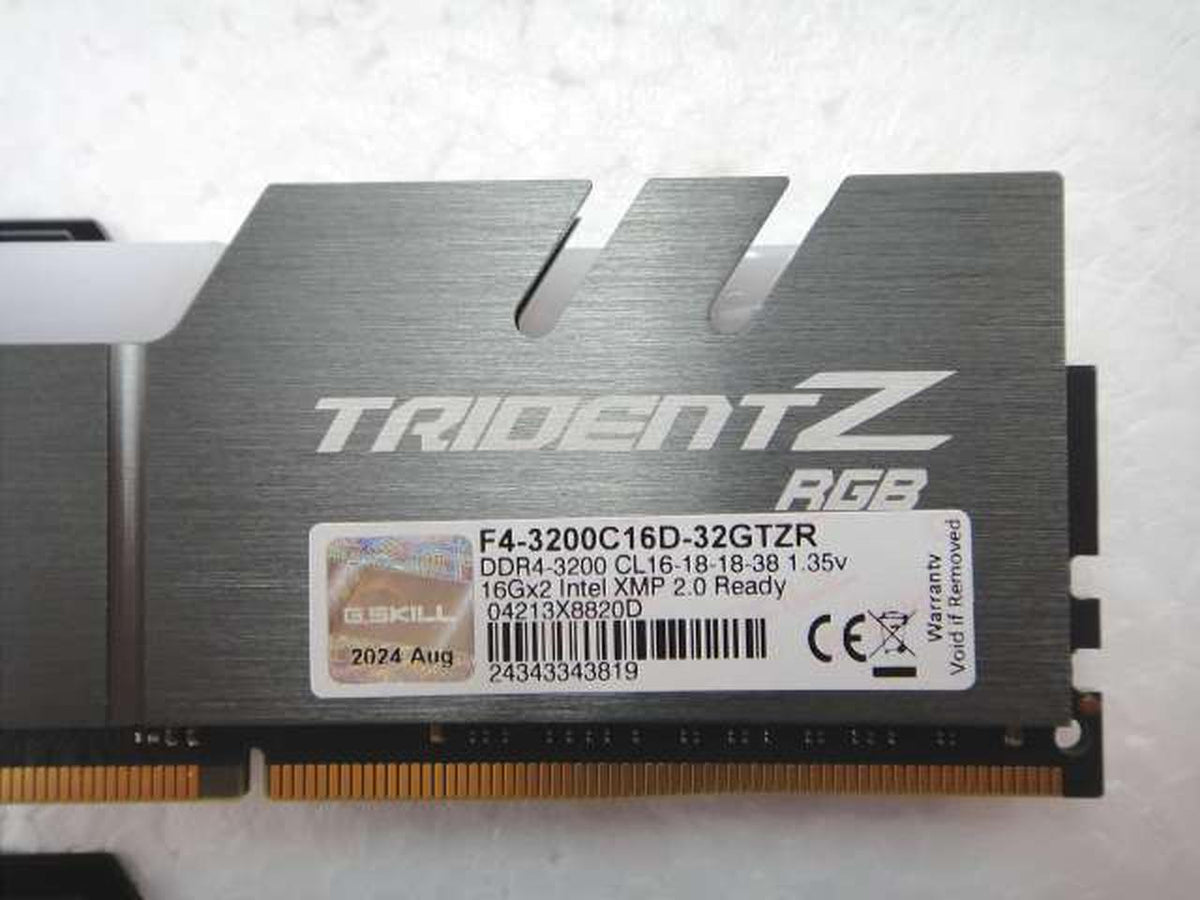 G.SKILL DDR4 Desktop Memory 16GB×2 Total 32GB F4-3200C16D-32GTZR