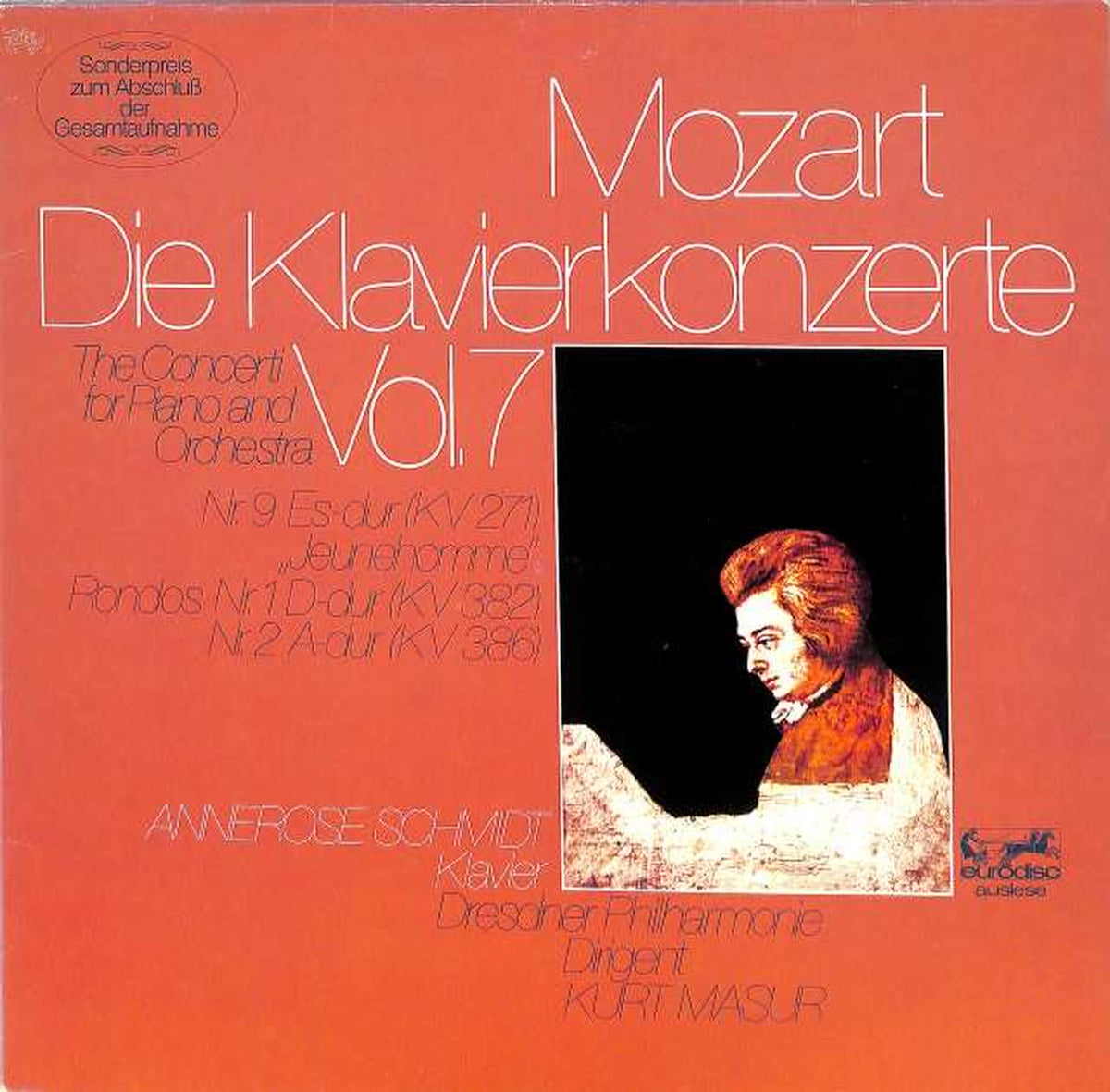 Eurodisk (imported, Germany) Mozart Piano Concerto Collection 7 Annerose Schmidt 25491XAK