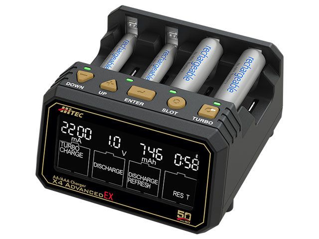 HiTec 44342 AA/AAA Charger X4 Advanced EX 50th Annivasary Limited Edition - BanzaiHobby
