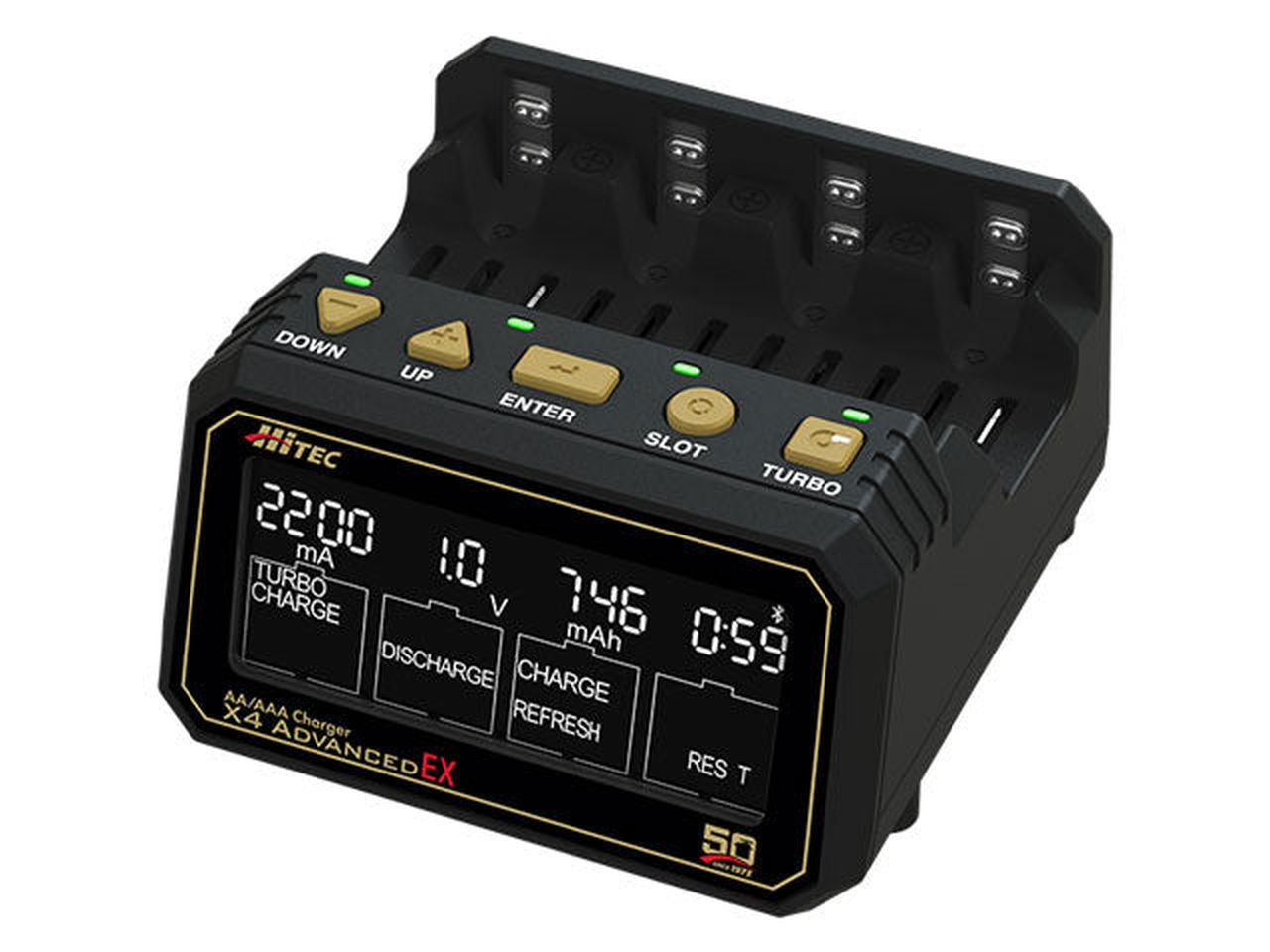 HiTec 44342 AA/AAA Charger X4 Advanced EX 50th Annivasary Limited Edition - BanzaiHobby
