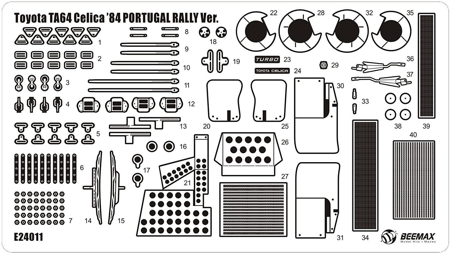 Aoshima Detail Up Parts for Toyota TA64 Celica `84 Portugal Rally Versio - BanzaiHobby