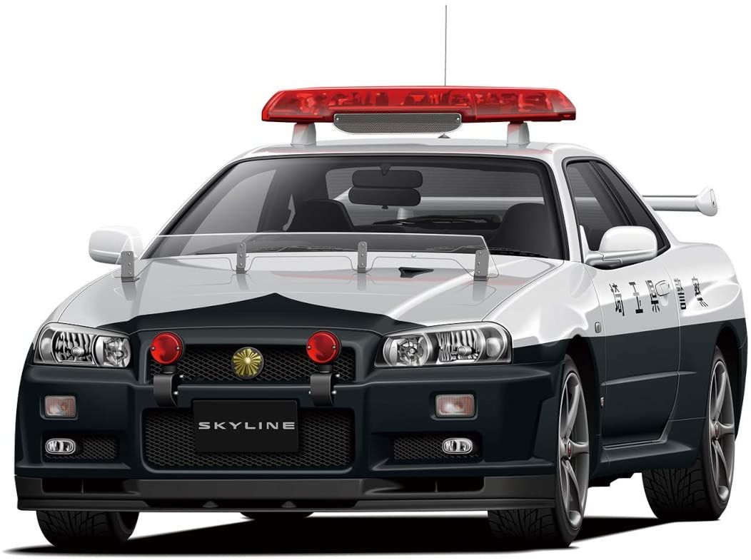 Aoshima Nissan BNR34 Skyline GT-R Police Car `99 - BanzaiHobby