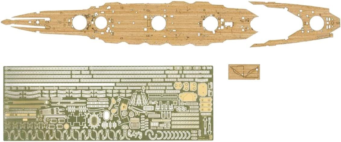 Aoshima Wood Deck Sheet & Photo-Etched Part Set for IJN Battleship Fuso - BanzaiHobby