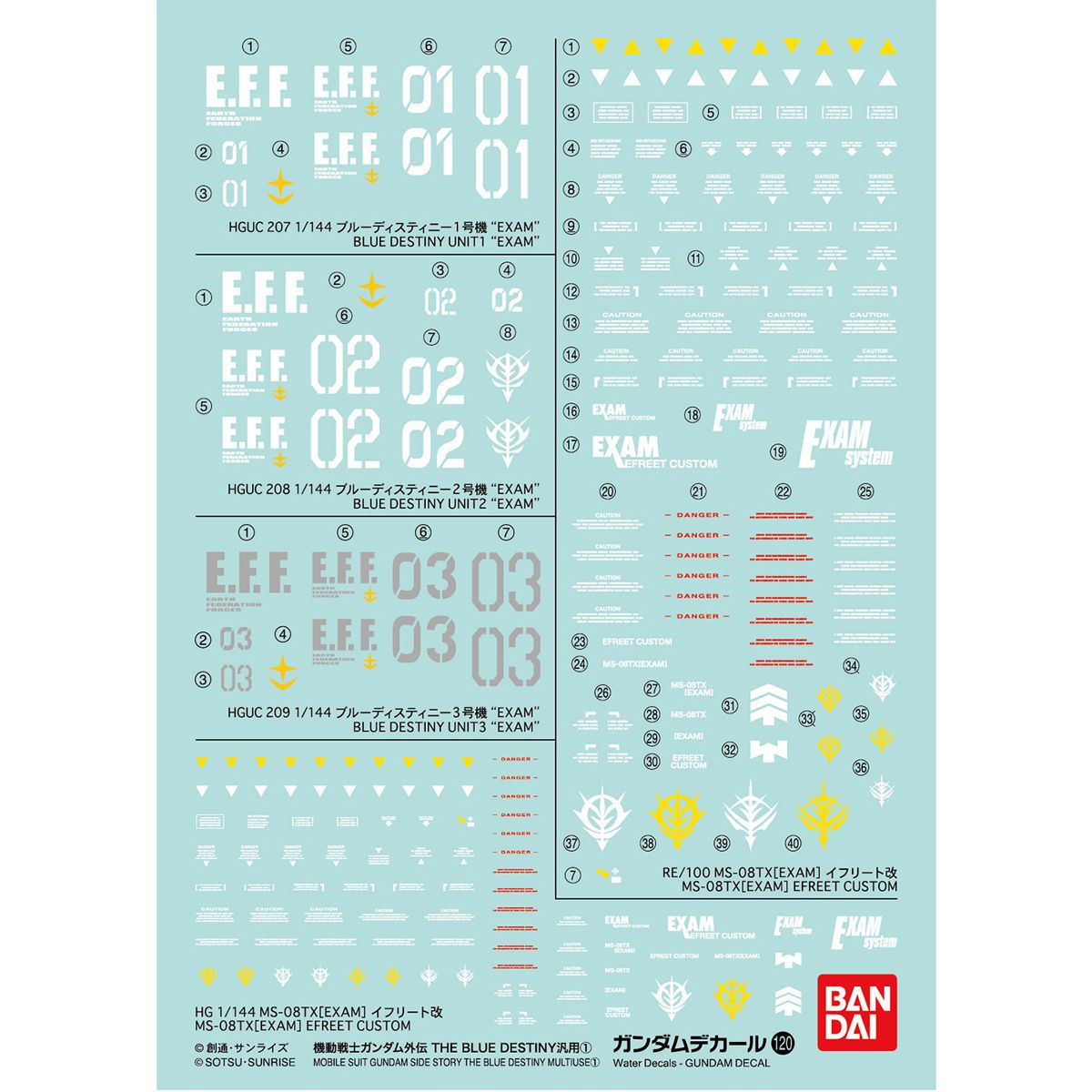 Bandai GD120 Gundam Decal MOBILE SUIT GUNDAM SIDE STORY THE BLUE DESTIN - BanzaiHobby