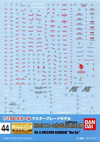 Bandai GD44 MG Unicorn Gundam Ver.Ka Gundam Decal - BanzaiHobby