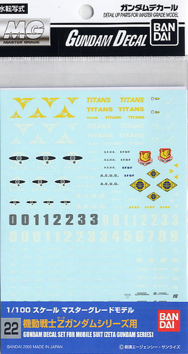 Bandai Gundam Decal (MG) for Z Gundam Series - BanzaiHobby