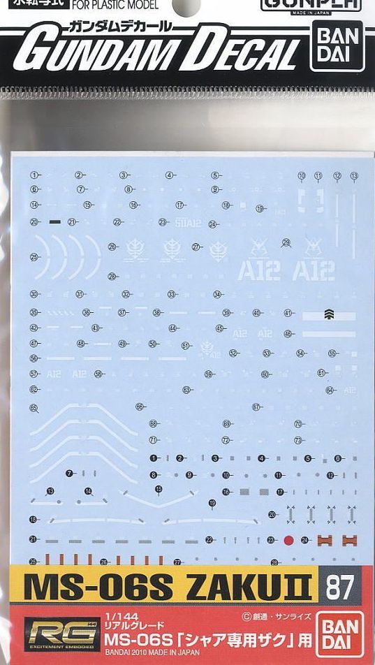 Bandai Gundam Decal (RG) for Char`s Zaku - BanzaiHobby