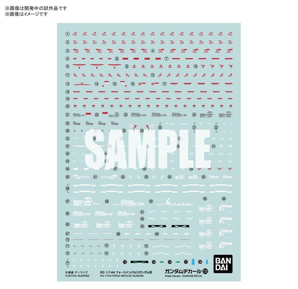 Bandai Gundam Decal (RG) for Force Impulse Gundam - BanzaiHobby