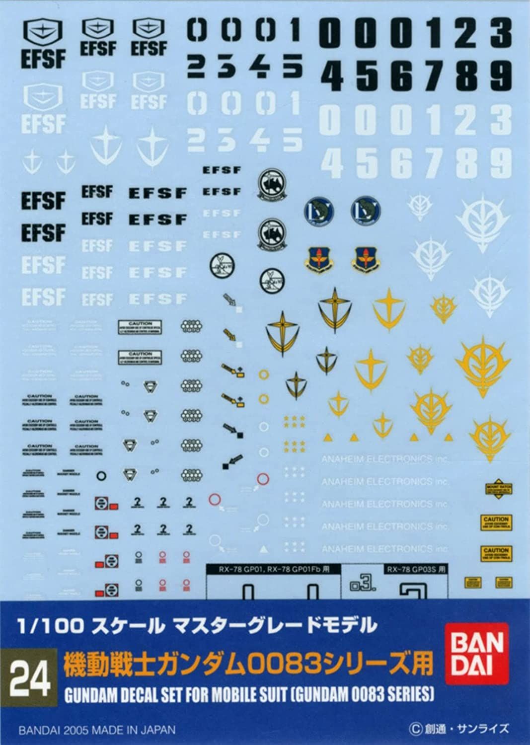 Bandai Gundam Decal for GD24 MG Universal-0083 Series - BanzaiHobby