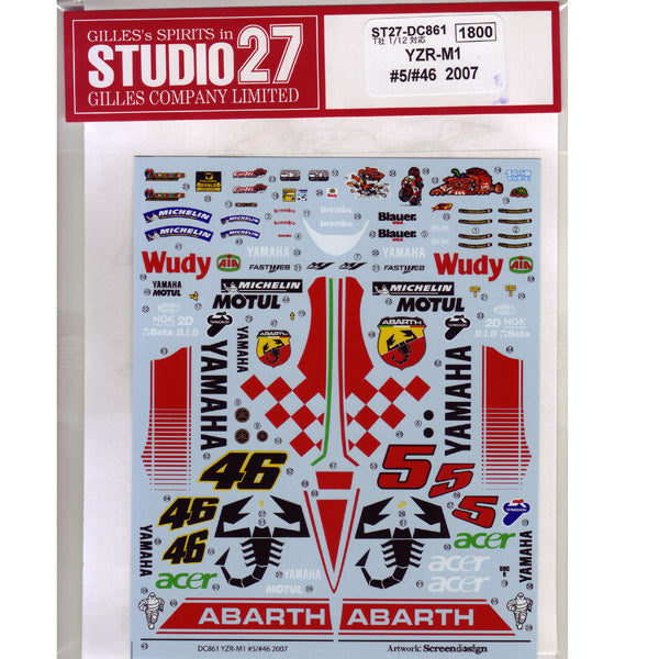 Studio27 DC861 1/12 YZR-M1 #5/#46 2007 Decal - BanzaiHobby