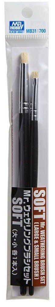 GSI Creos MB31 Mr. Weathering Brush Set Soft Big & Small - BanzaiHobby