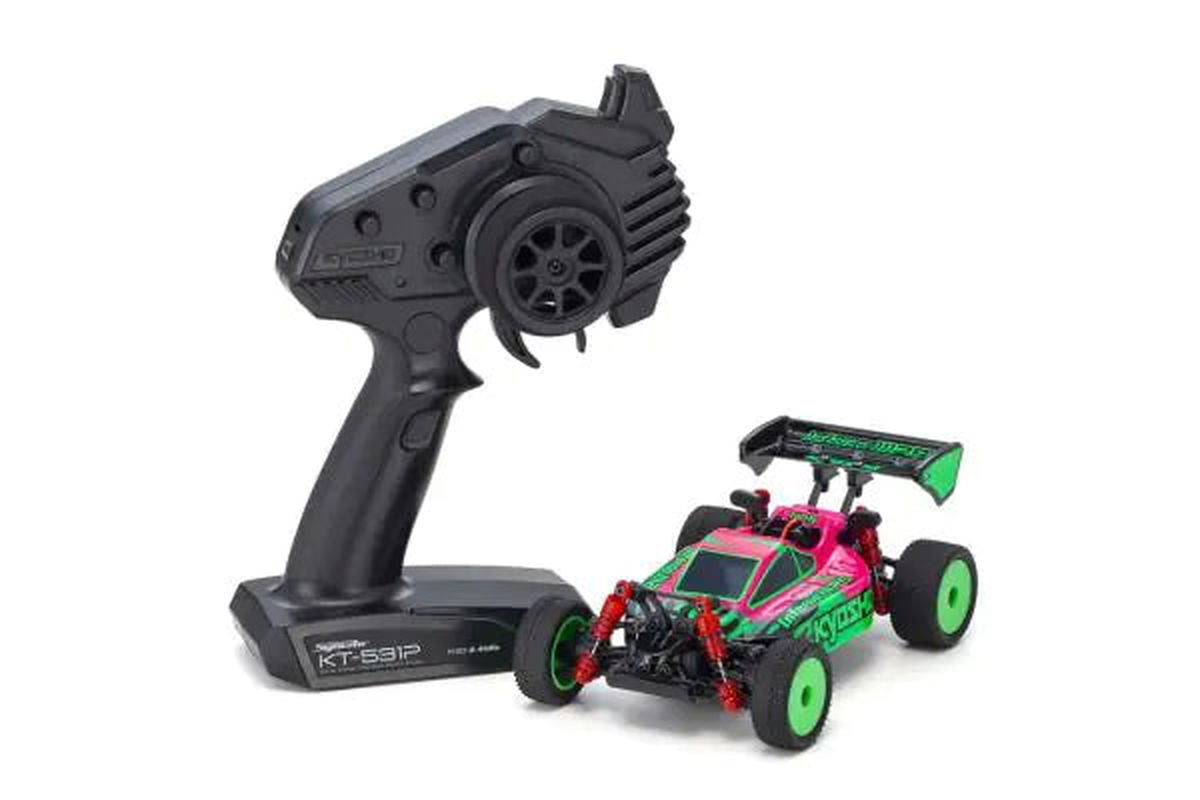 Kyosho 32093PGR MINI-Z Buggy Ready set INFERNO MP9 TKI Pink / Green - BanzaiHobby