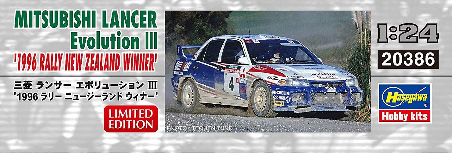 Hasegawa Mitsubishi Lancer EvolutionIII `1996 Rally New Zealand Winner` - BanzaiHobby