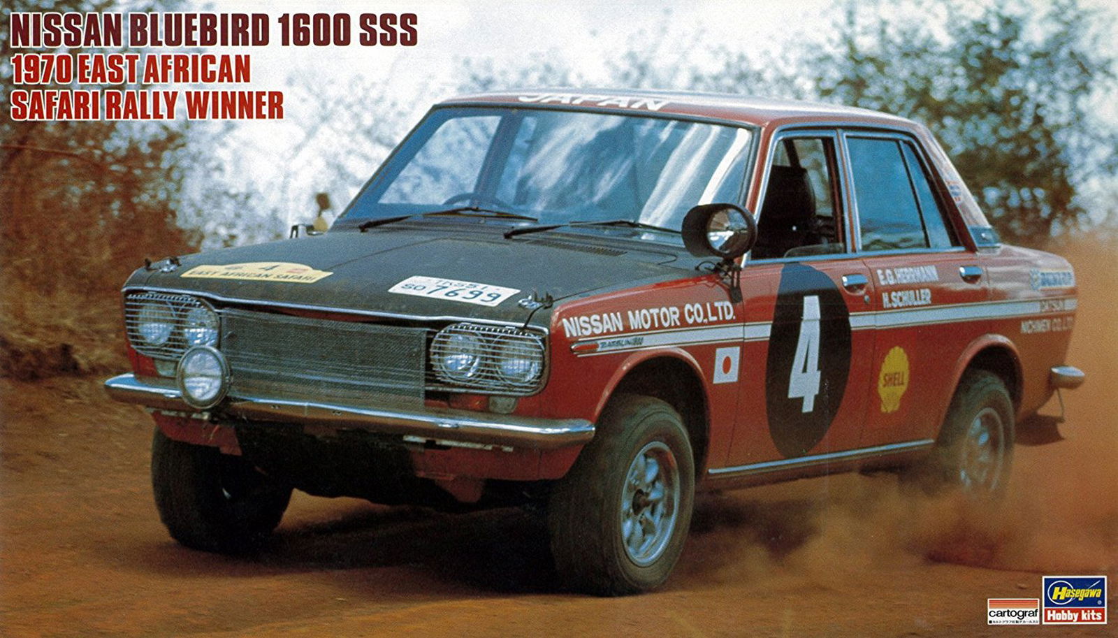 Hasegawa Nissan Bluebird 1600 SSS 1970 East African Safari Rally Winner - BanzaiHobby