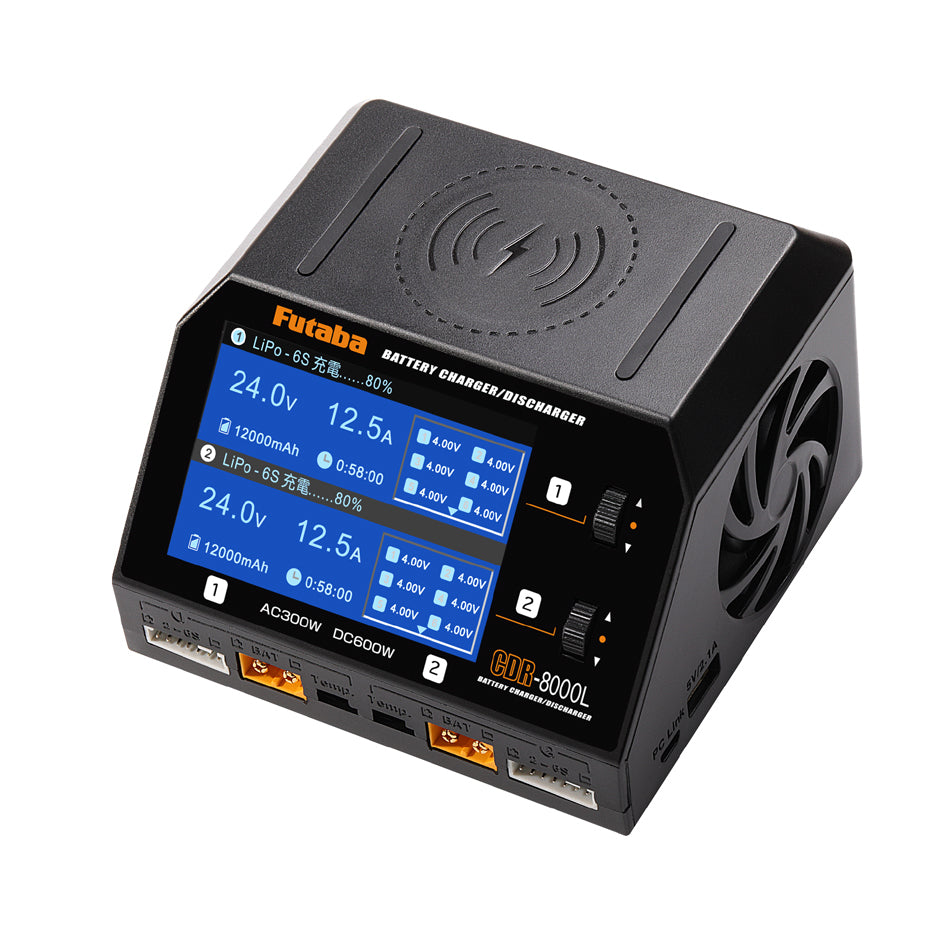 Futaba CDR-8000L AC/DC Compatible 600W MAX16A Dual Balance Charger - BanzaiHobby