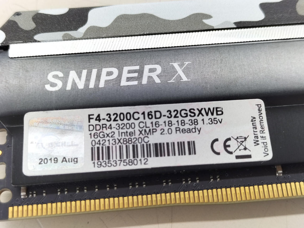 G.SKILL DDR4 Memory 16GB F4-3200C16D-32GSXWB
