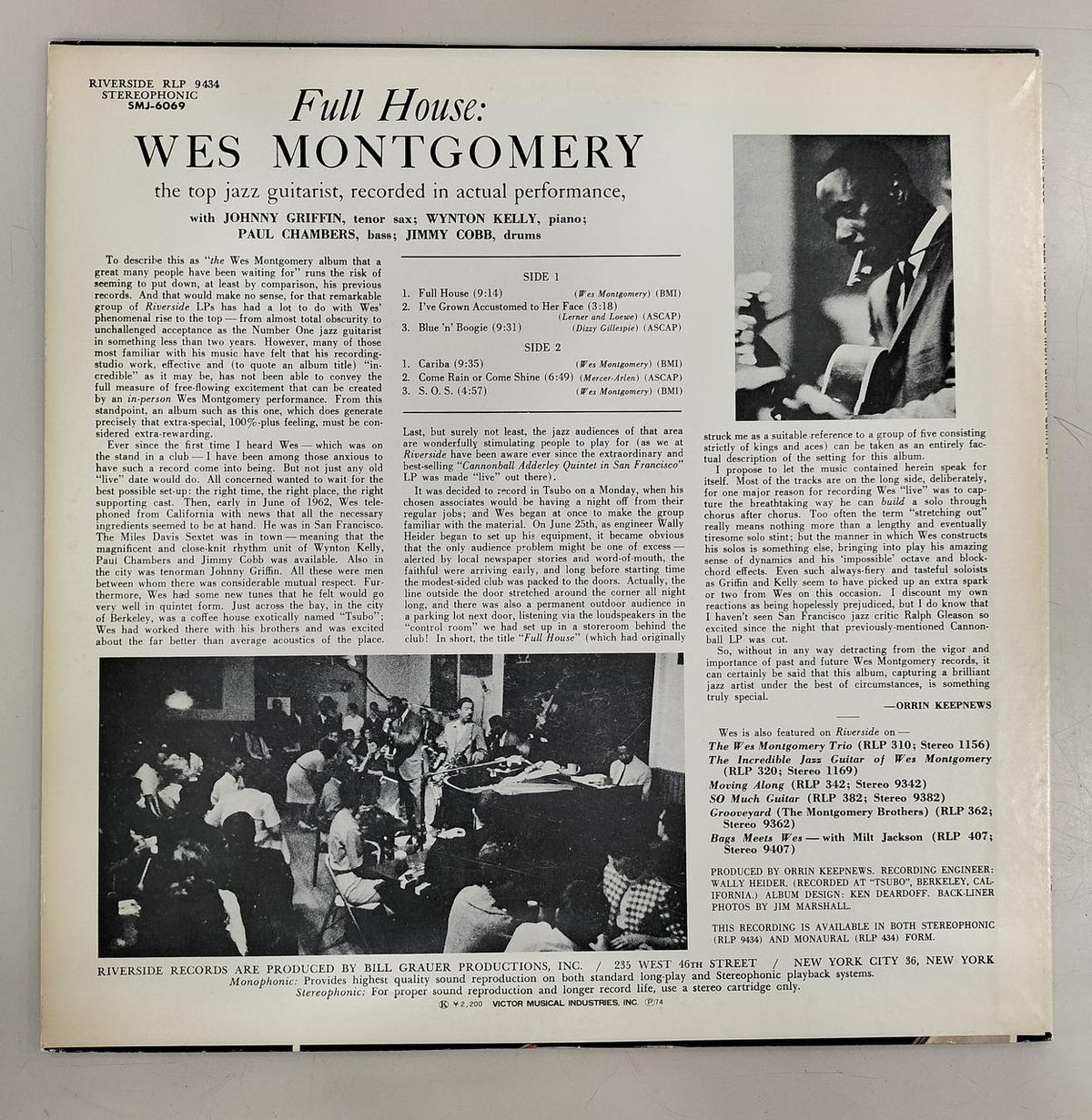WES MONTGOMERY Record FULL HOUSE