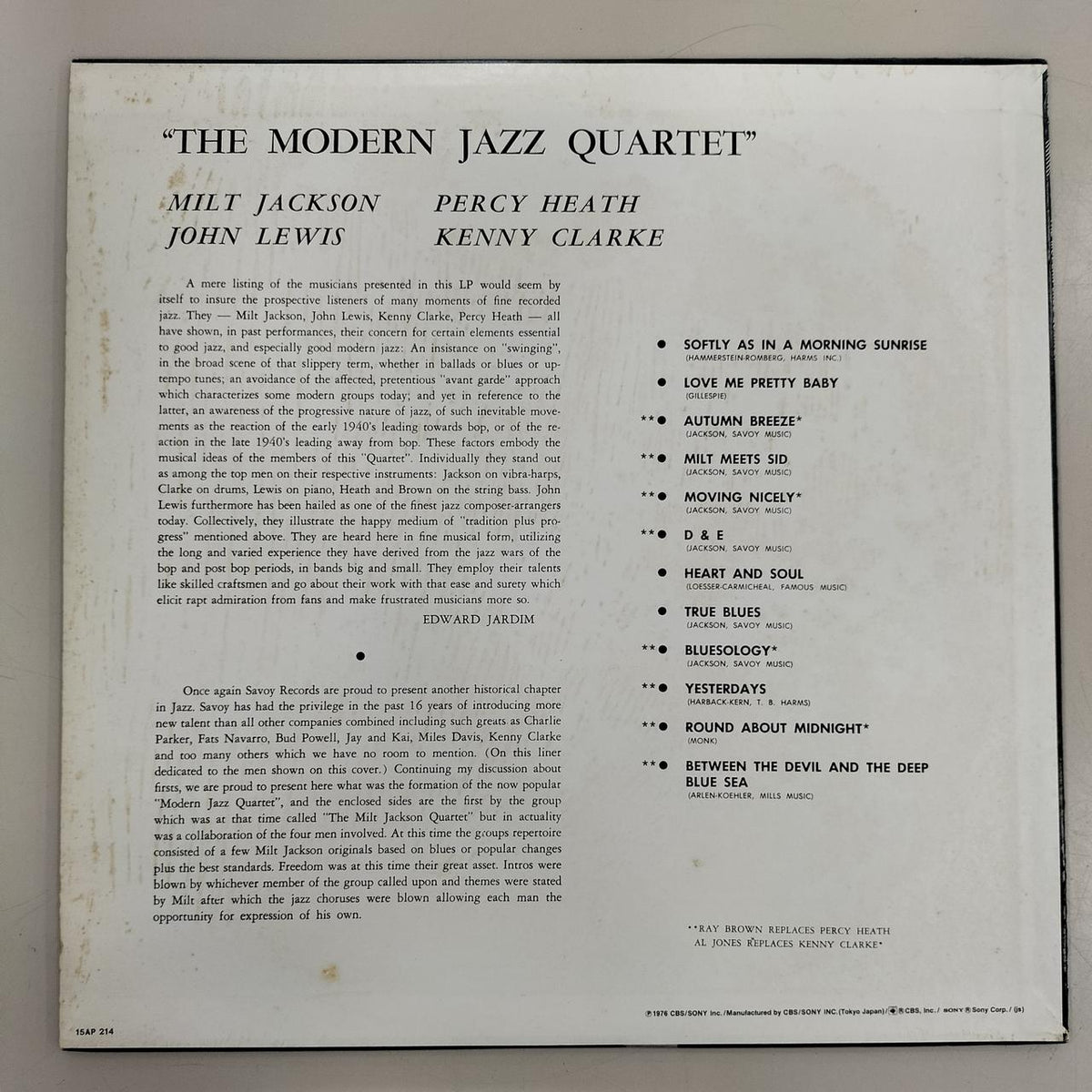 CBS/SONY Record THE MODERN JAZZ QUARTET