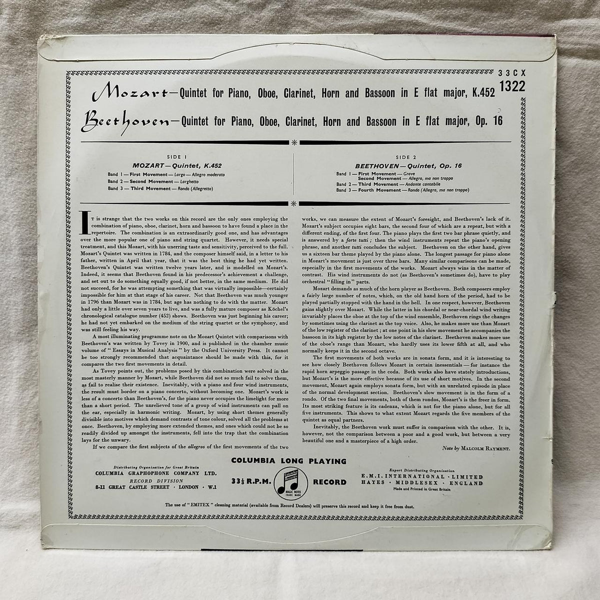 COLUMBIA LP Software 33CX1322